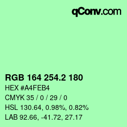 カラーコード: RGB 164 254.2 180 | qconv.com