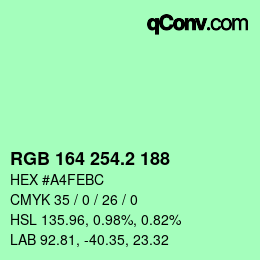 カラーコード: RGB 164 254.2 188 | qconv.com