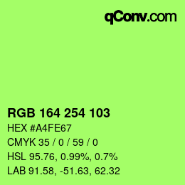 Color code: RGB 164 254 103 | qconv.com