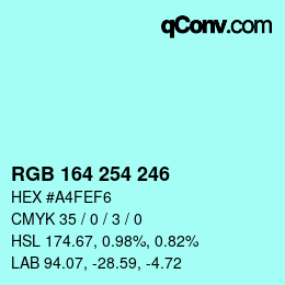 Color code: RGB 164 254 246 | qconv.com