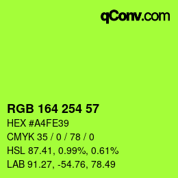 Color code: RGB 164 254 57 | qconv.com
