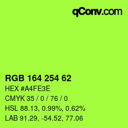 Color code: RGB 164 254 62 | qconv.com