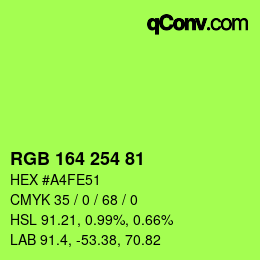 カラーコード: RGB 164 254 81 | qconv.com