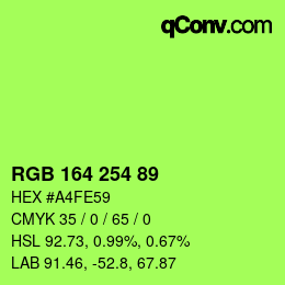 Code couleur: RGB 164 254 89 | qconv.com