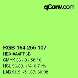 Color code: RGB 164 255 107 | qconv.com