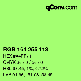 Color code: RGB 164 255 113 | qconv.com