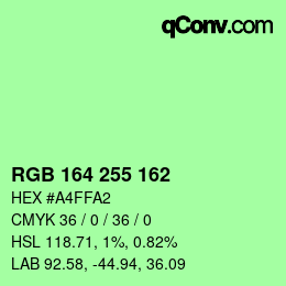 Color code: RGB 164 255 162 | qconv.com