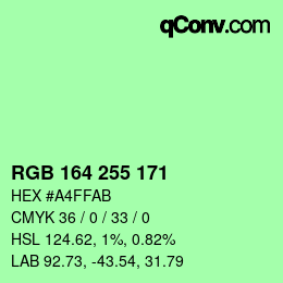 Color code: RGB 164 255 171 | qconv.com