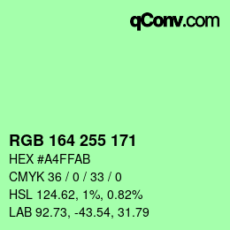 Color code: RGB 164 255 171 | qconv.com