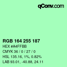 Color code: RGB 164 255 187 | qconv.com