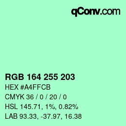 カラーコード: RGB 164 255 203 | qconv.com
