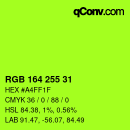 Color code: RGB 164 255 31 | qconv.com