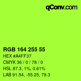 Color code: RGB 164 255 55 | qconv.com