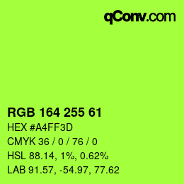 Color code: RGB 164 255 61 | qconv.com