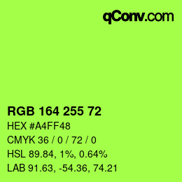 Color code: RGB 164 255 72 | qconv.com