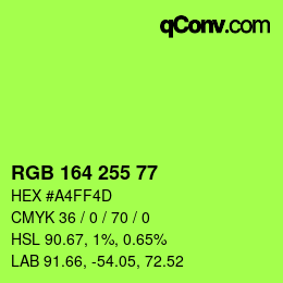 Color code: RGB 164 255 77 | qconv.com