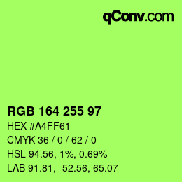 Color code: RGB 164 255 97 | qconv.com