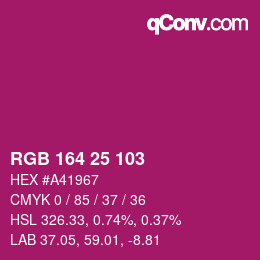 カラーコード: RGB 164 25 103 | qconv.com