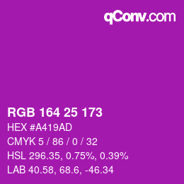 Color code: RGB 164 25 173 | qconv.com