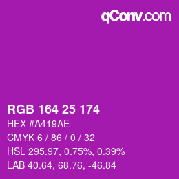 颜色代码: RGB 164 25 174 | qconv.com