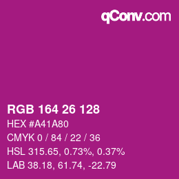 Color code: RGB 164 26 128 | qconv.com