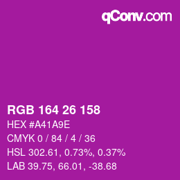 Color code: RGB 164 26 158 | qconv.com