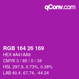 Color code: RGB 164 26 169 | qconv.com