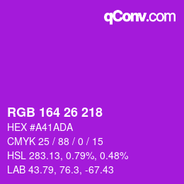 Color code: RGB 164 26 218 | qconv.com