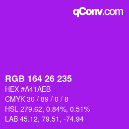 Color code: RGB 164 26 235 | qconv.com