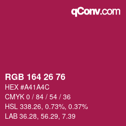 Color code: RGB 164 26 76 | qconv.com