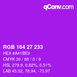 Color code: RGB 164 27 233 | qconv.com