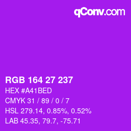 Color code: RGB 164 27 237 | qconv.com