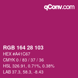 Color code: RGB 164 28 103 | qconv.com