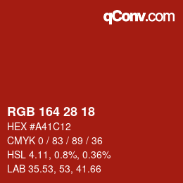 Color code: RGB 164 28 18 | qconv.com