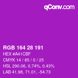 Color code: RGB 164 28 191 | qconv.com