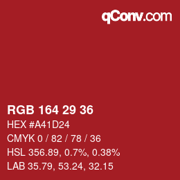 Color code: RGB 164 29 36 | qconv.com