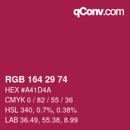 カラーコード: RGB 164 29 74 | qconv.com