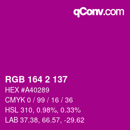 Color code: RGB 164 2 137 | qconv.com