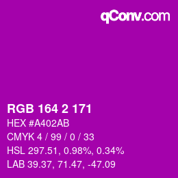 カラーコード: RGB 164 2 171 | qconv.com