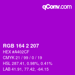 Color code: RGB 164 2 207 | qconv.com