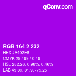 カラーコード: RGB 164 2 232 | qconv.com