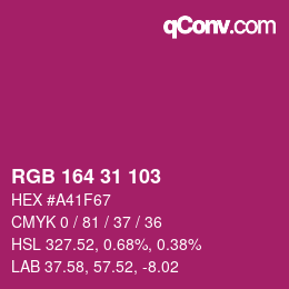 Color code: RGB 164 31 103 | qconv.com