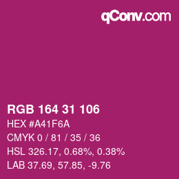 Color code: RGB 164 31 106 | qconv.com