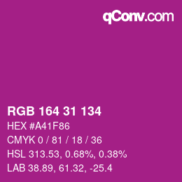 Color code: RGB 164 31 134 | qconv.com