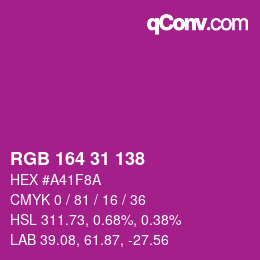 Color code: RGB 164 31 138 | qconv.com