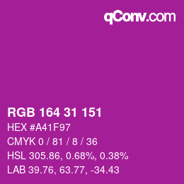 Color code: RGB 164 31 151 | qconv.com