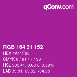 Color code: RGB 164 31 152 | qconv.com