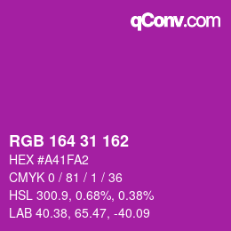 Color code: RGB 164 31 162 | qconv.com
