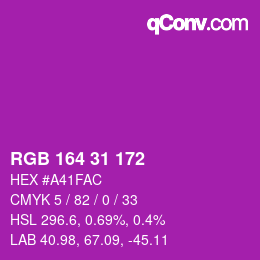 Color code: RGB 164 31 172 | qconv.com