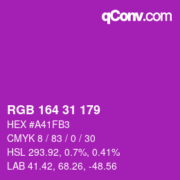 Color code: RGB 164 31 179 | qconv.com